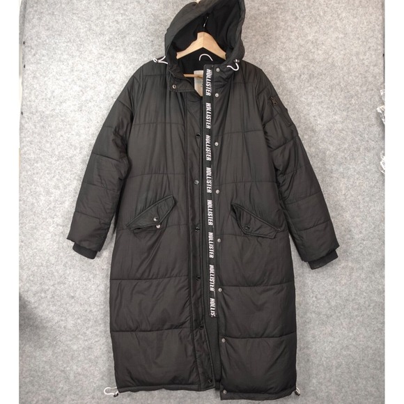Hollister Puffer Jacket‎ Collections Womens S Black Longline Winter Parka Travel - Picture 1 of 16